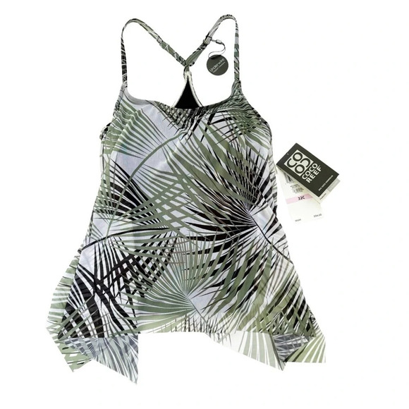 Coco Reef Endless Summer Palm Mesh Layer Underwire Tankini Top Swimsuit Size 32C - Picture 4 of 12